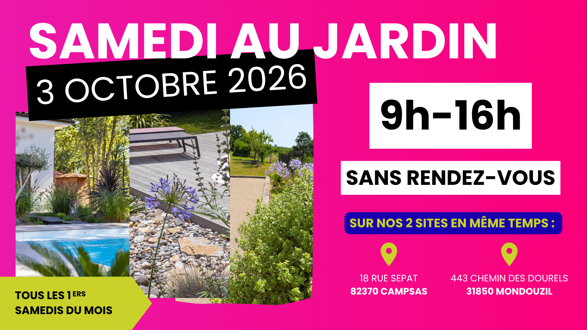 Samedi au jardin Spironello Espaces Verts - portes ouvertes - 3 octobre 2026